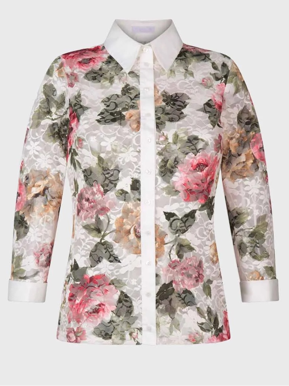 ANNE FONTAINE Matteo Floral Lace Button Down Shirt Size 10
